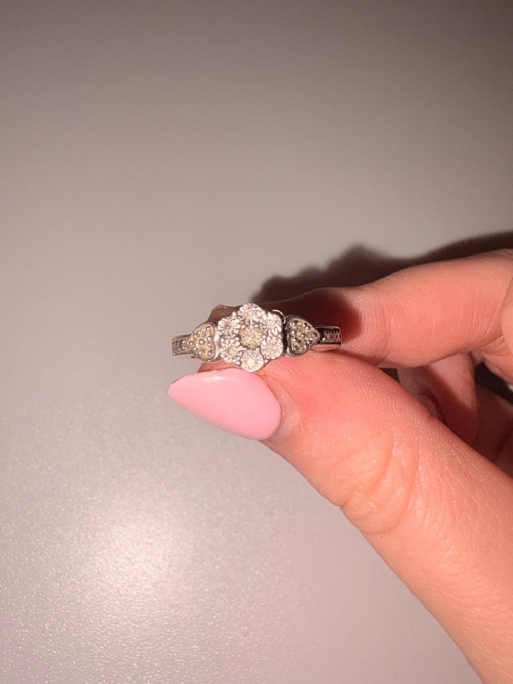 Sterling Silver Cluster Ring Floral Diamond Style Vintage-Inspired Size 9